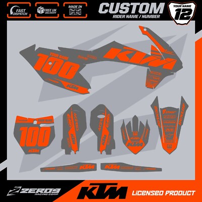 KTM 85 MOTOCROSS GRAFIK, CUSTOM MX GRAPHICS KIT, SX 85 BLOK GRY/ORG