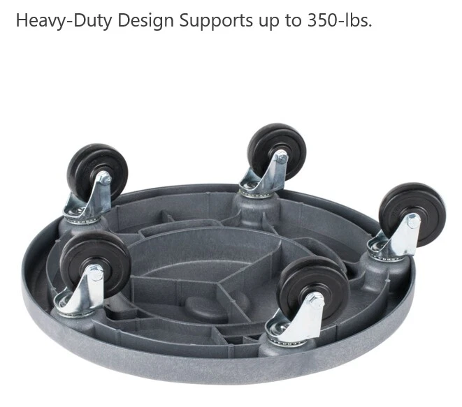 3pk Trash Can Dolly w/Wheels For 20, 32, 44, 55 Gal Garbage Container Round Bin - Image 3 of 4