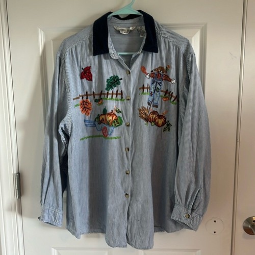 Vintage Victoria Jones Thanksgiving/Fall Button Down Size 20W