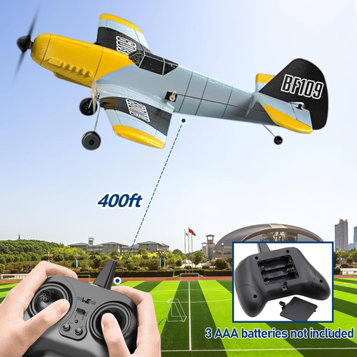 RC Plane, 3 Channel Remote Control Airplane, 6-Axis Gyro Stabilizer BF-109 RTF R - Picture 7 of 7