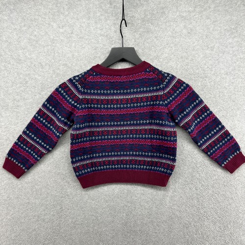 Janie & Jack Sweather Girls Size 4 Blue Red Striped Long Sleeve V Neck - Picture 6 of 9