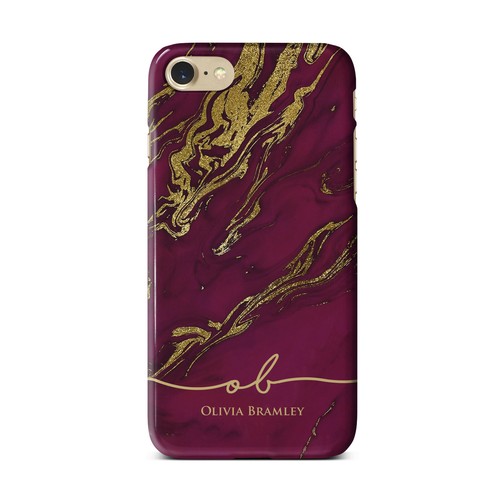 Personalised Marble Phone Case with Name and Flowing Initials for iPhone Models - Picture 22 of 49
