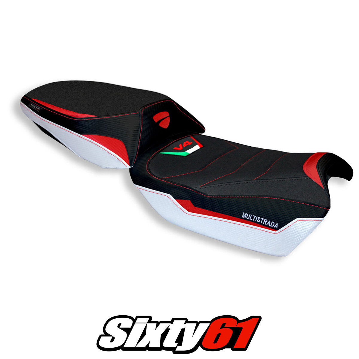 Ducati Multistrada V4 V4S Seat Cover Tappezzeria 2021-2026 Ultragrip White Red