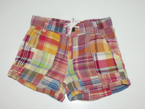 Girls Tucker & Tate Madras Plaid Adjustable Waist Summer Patchwork Shorts Sz 7 - Picture 1 of 4