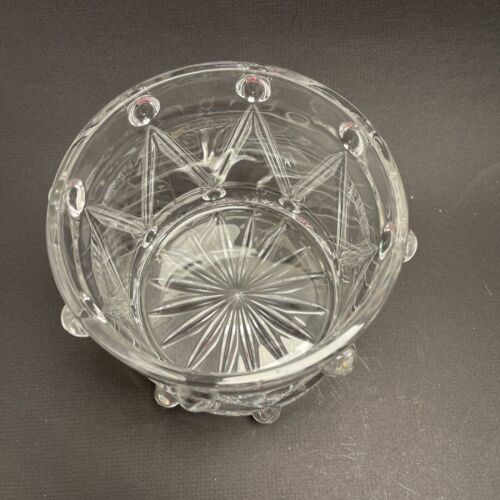 Bohemian Lead Crystal Drum Bowl Serving Dish Planter Made in Czech Republic - Picture 5 of 10