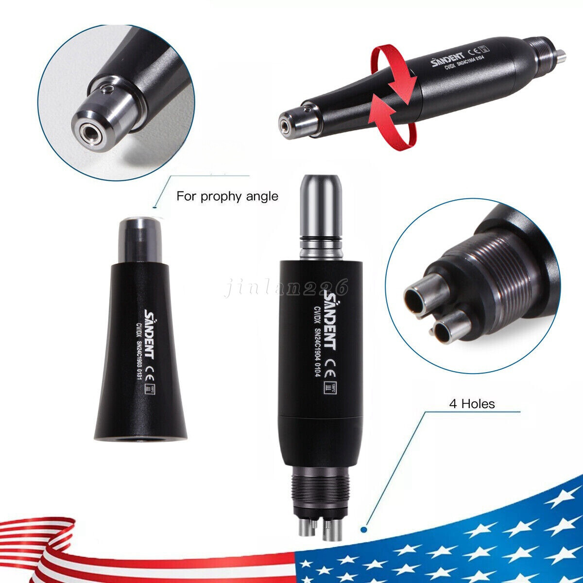 Dental Hygiene Prophy Handpiece + Air Motor 4 Hole 360