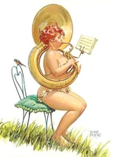 Vintage Hilda Plus Size Girl Reproduction Print 11 x 14  #144 Tuba Player