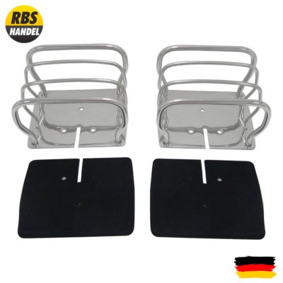 Euro Tail Lamp Guard Set (Stainless) RT34090 fits 76–06 Jeep CJ7, CJ8, Wrangler YJ, TJ