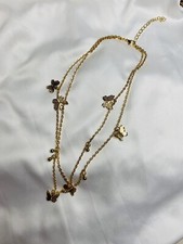 Double Layers Butterfly Pendant Necklace Gold Color Chain Choker Women Jewelry