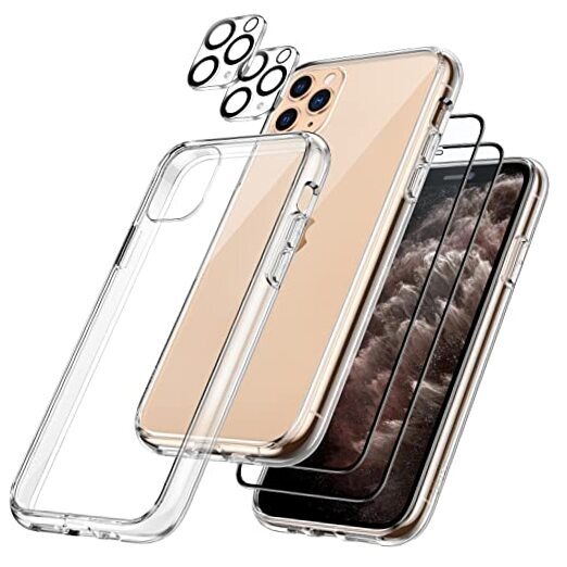 5 in 1 Case for iPhone 11 Pro Max 6.5-Inch, with 2-Pack Screen Protector Clear