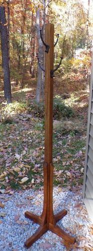 Antique Mission / Arts & Crafts American Made Solid Oak Hat Coat Rack Hall Tree - Bild 6 von 10