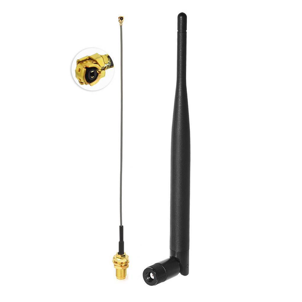 2-Pack Dual Band WiFi 2.4GHz 5GHz 6dBi RP-SMA Antenna,15cm U.FL Cable Wireless