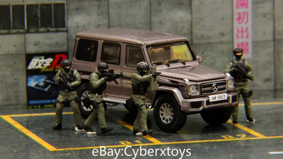 Boneco de equipe 1:43 polícia de Hong Kong SDU MP5 4 peças para modelo de carro Diorama - Imagem 3 de 4