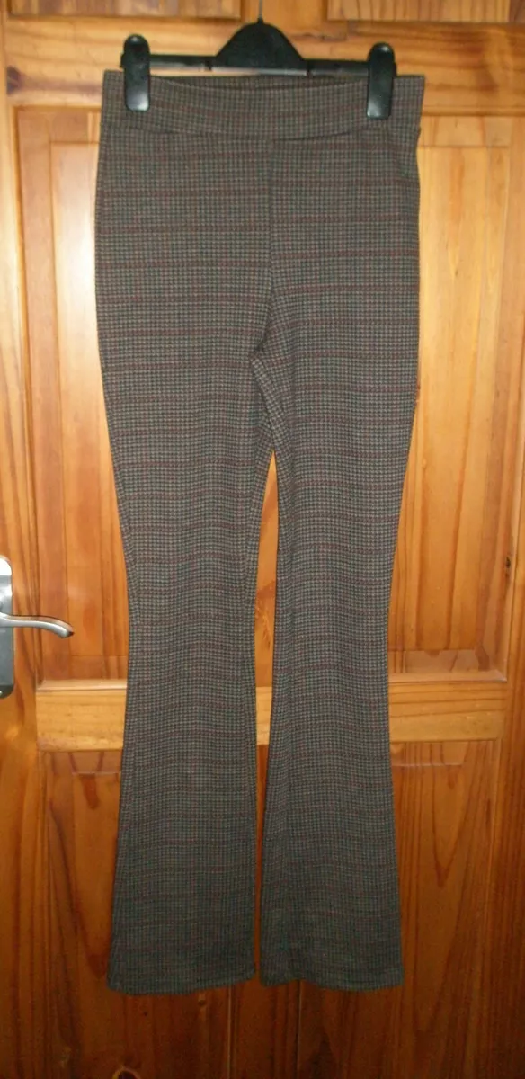 Zara red cheap checked trousers