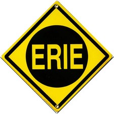 Erie Railway Railroad R R Transportation Porcelain Metal Sign