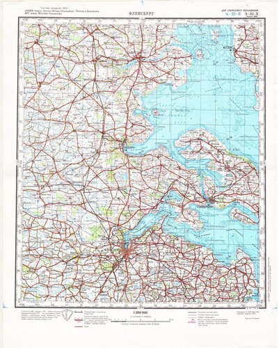 Russian Soviet Military Topographic Map – FLENSBURG (Germany) 1:200K, ed. 1966 - 第 1/8 張圖片