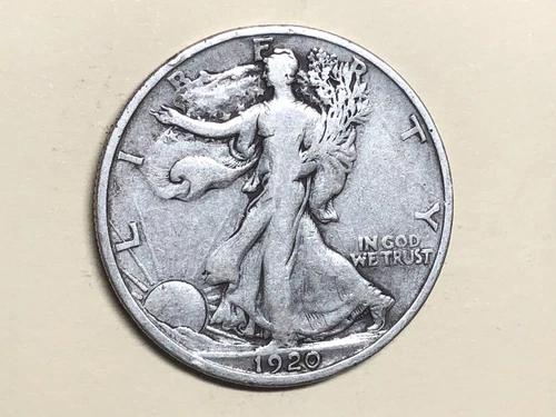 1920-D WALKING LIBERTY silver half dollar. Fine+. #ed4