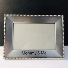 MALDEN Silver Tone Beaded Frame "MOMMY & ME" has 3.5" x 5" Opening - Easel back