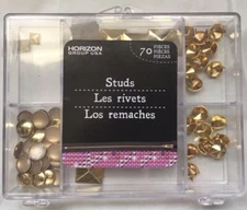 Box of Round and Squared Golden Studs for Crafts & D.I.Y.S