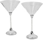 Set of 2 Martini Glasses w/ Crystal-filled Stems