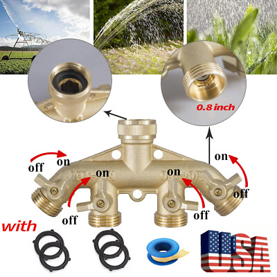 Brass 3/4'' Garden Water Tap Adapter Valve Splitter 4Way Hose Pipe Tap Connector
