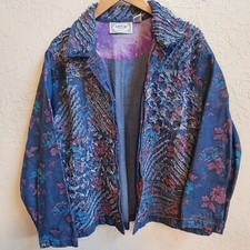 Tantrums Jacket Women Xl Jean Stamped Cotton Denim Unique Rag Fray Shred India