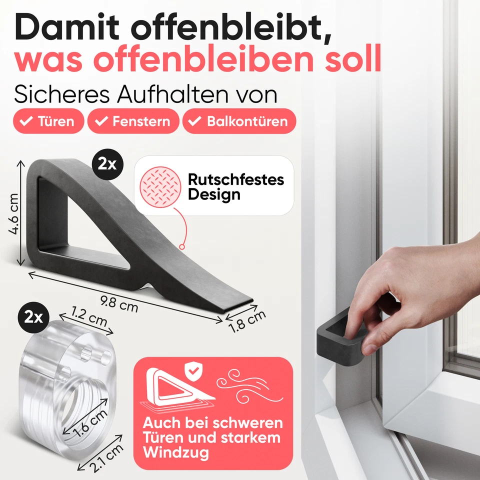 LouMaxx Fensterstopper - Fenster Stopper - Fensterkeil - Türstopper Kunststoff - Bild 2 von 4