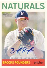 BROOKS POUNDERS 2013 TOPPS HERITAGE MINOR LEAGUE CERTIFIED AUTOGRAPH CARD