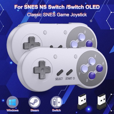 2PCS Wireless SNES NS Controller for Switch OLED /Steam PC Window MAC Raspberry