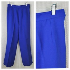 Vintage Polyester High Waisted Blue Trousers Waist 28" Size 6/8 