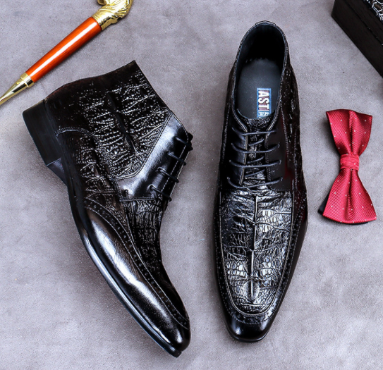 Mens Pattern Ankle Boots Casual Leather Shoes Oxford Breathable Pumps ...