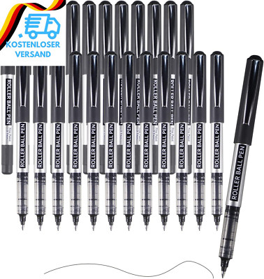 Schwarzer Kugelschreiber 25 Stück Tintenroller Stifte 0.7 Mm Spitze Gelstifte