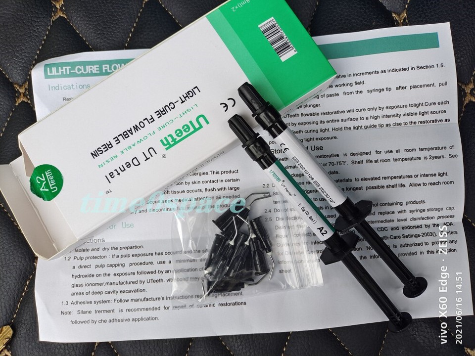 Dental Flowable Composite Resin Light Cure Syringe + Tips Tooth Filling