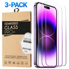 3-Pack Tempered Glass Screen Protector For iPhone 16 15 14 13 12 Pro Max Mini SE