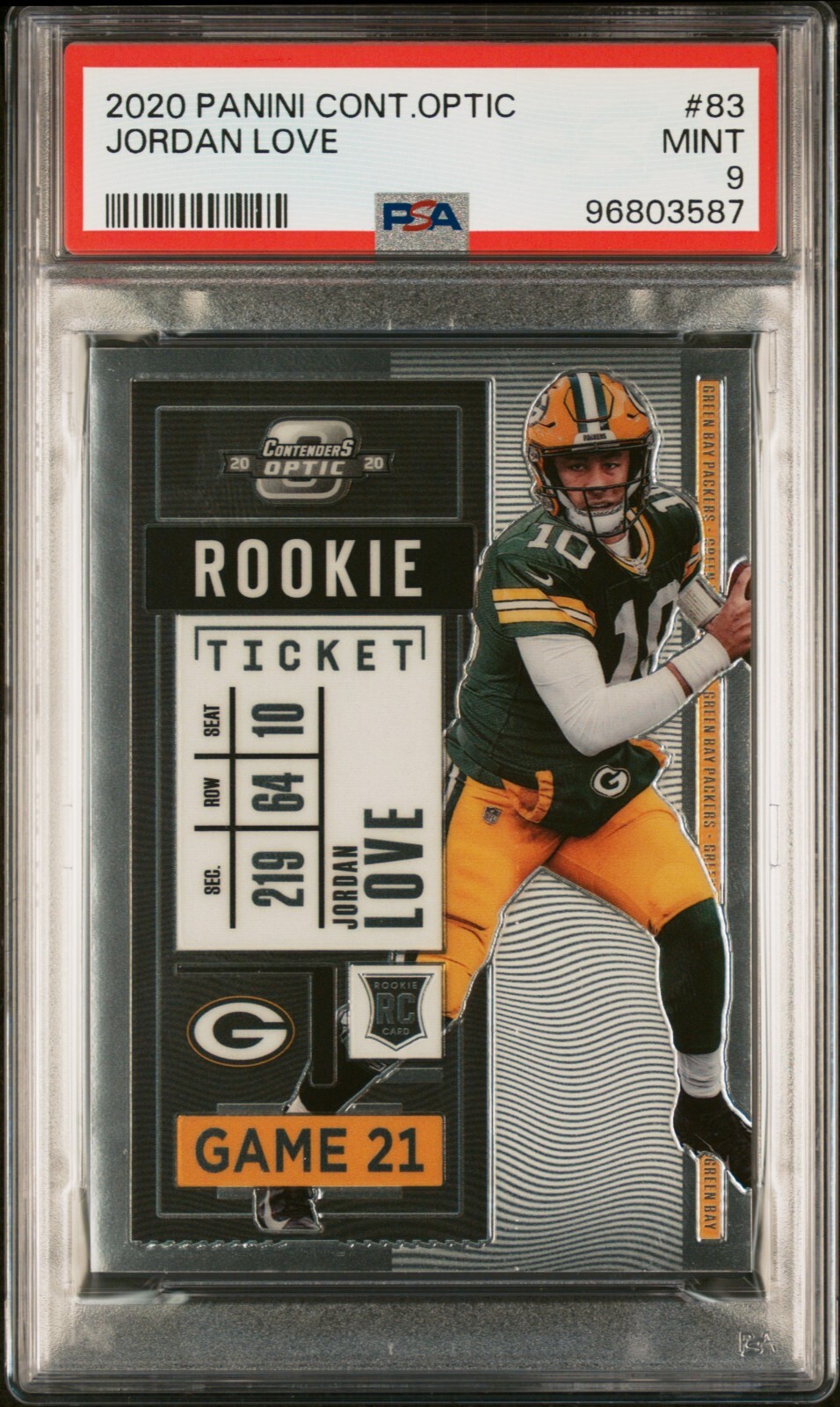 PSA 9 - 2020 Panini Contenders Optic Rookie Ticket JORDAN LOVE IC #83 Packers