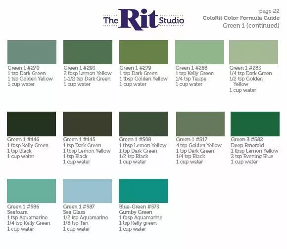 RIT Color Formulas  Rit dye colors chart, Color mixing chart, How