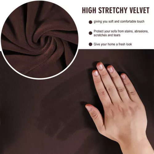 Samt Stretch Elastisch Sofabezug Wohn Couch Schonbezüge Schoner 1/2/3 Sitzer - Bild 98 von 112