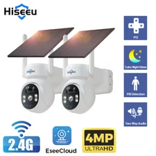 2PCS Hiseeu WIFI Solar Battery Outdoor 4MP Wireless Security Camera 2-Way Audio