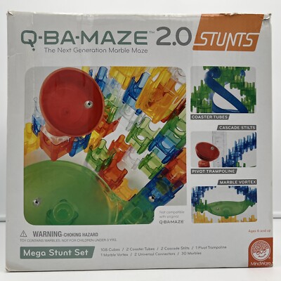 Q-BA-MAZE 2.0 Mega Stunt Set Amazing Marble Maze Cubes Tubes 146-Piece Set, NEW!