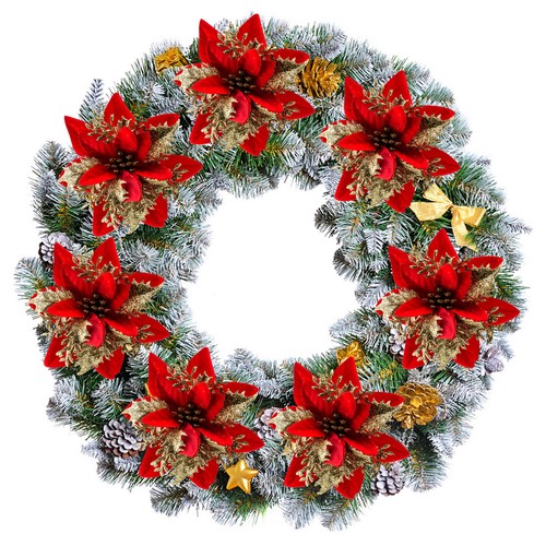 30Pcs Glitter Christmas Poinsettia Hanging Flowers Xmas Party Tree Decoration US - Picture 20 of 31