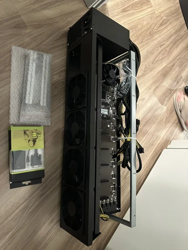 Crypto Mining Rig 8 Gpu Slot Parallel Miner Mobo 16 Power Cables 1200w Psu Frame