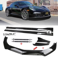 For Porsche 991 Carrera 911 Front Bumper Lip Chin Spoiler Splitter Glossy Black
