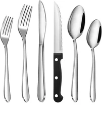 CK001 48 Pieces Silverware Set Forks Spoons Knives Cutlery Set