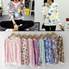 Women Sweater Knitted Pullover Slim Crew Neck Sweater Solid Pattern Jumper Warm