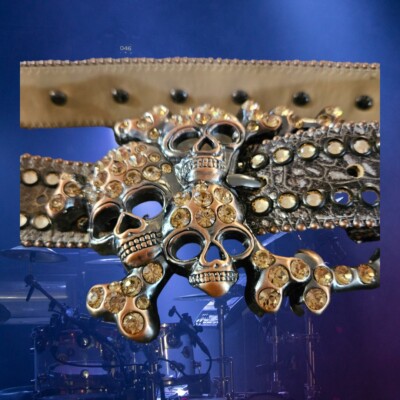 BB Simons Copper Skull Pile Belt With Swarovski Crystal Rock & Roll Bikers...30''