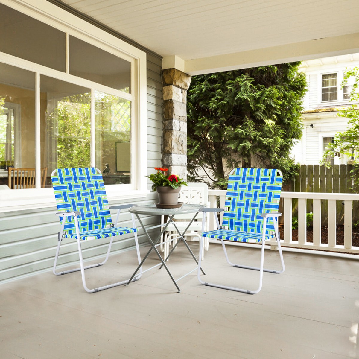 Patio Lawn Webbed Folding Chair Set of 1-4 Outdoor Beach Portable