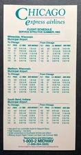 Chicago Express Airlines Timetable Effective Summer 1993