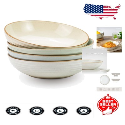30 OZ Jupiter Salad and Pasta Bowls - Multi-Color Set of 4, Stackable Design
