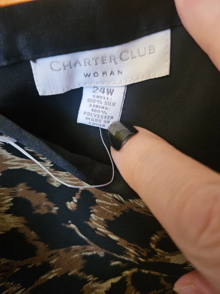 Charter Club 100% Silk Lined Animal Print Skirt Size 24W NWOT   - Image 2 of 4