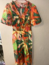Women's Walter Baker Dress Featuring A Ruffled V-neck and Short Puff Sleeves S